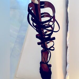 Authentic Jeffrey Campbell gladiator boots black with silver hill .. size 9